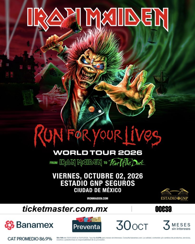 flyer oficial concierto iron maiden estadio gnp seguros cdmx
