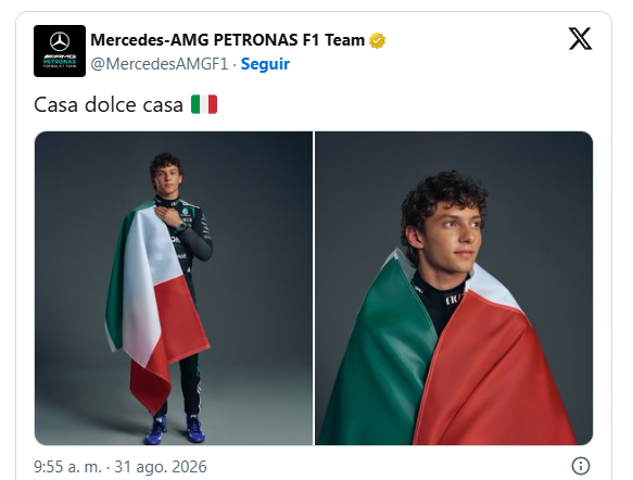 Kimi Antonelli va al fondo de la parrilla en el GP de Italia por estrategia de Mercedes