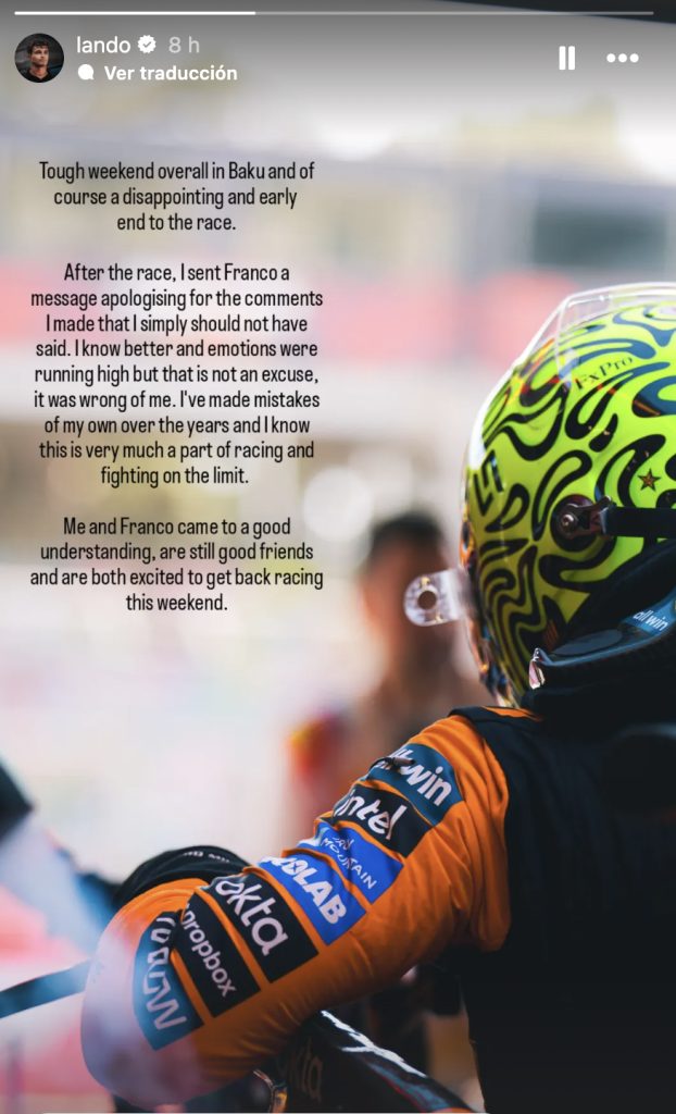 Lando Norris sobre Franco Colapinto