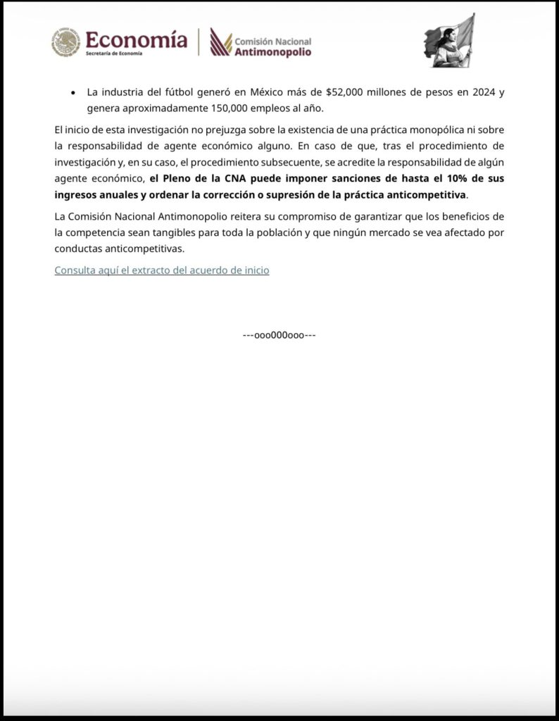 Documento de la Comisión Antimonopolio