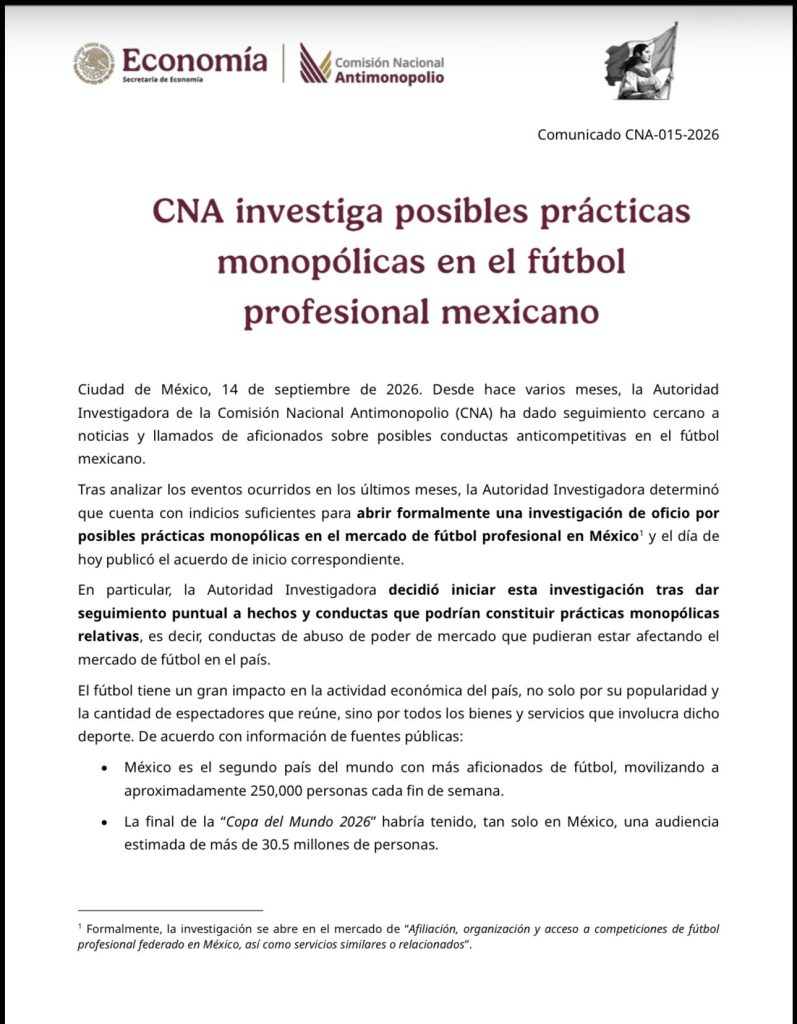 Documento de la Comisión Antimonopolio