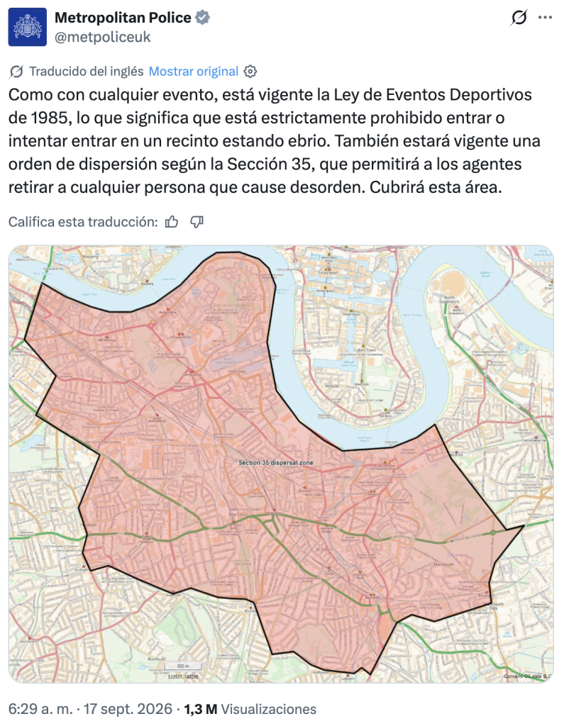 Seguridad para el Millwall vs West Ham