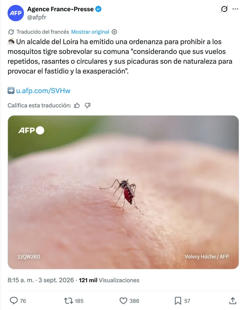 Ora! Alcalde de Francia prohíbe los mosquitos y ordena… su detención