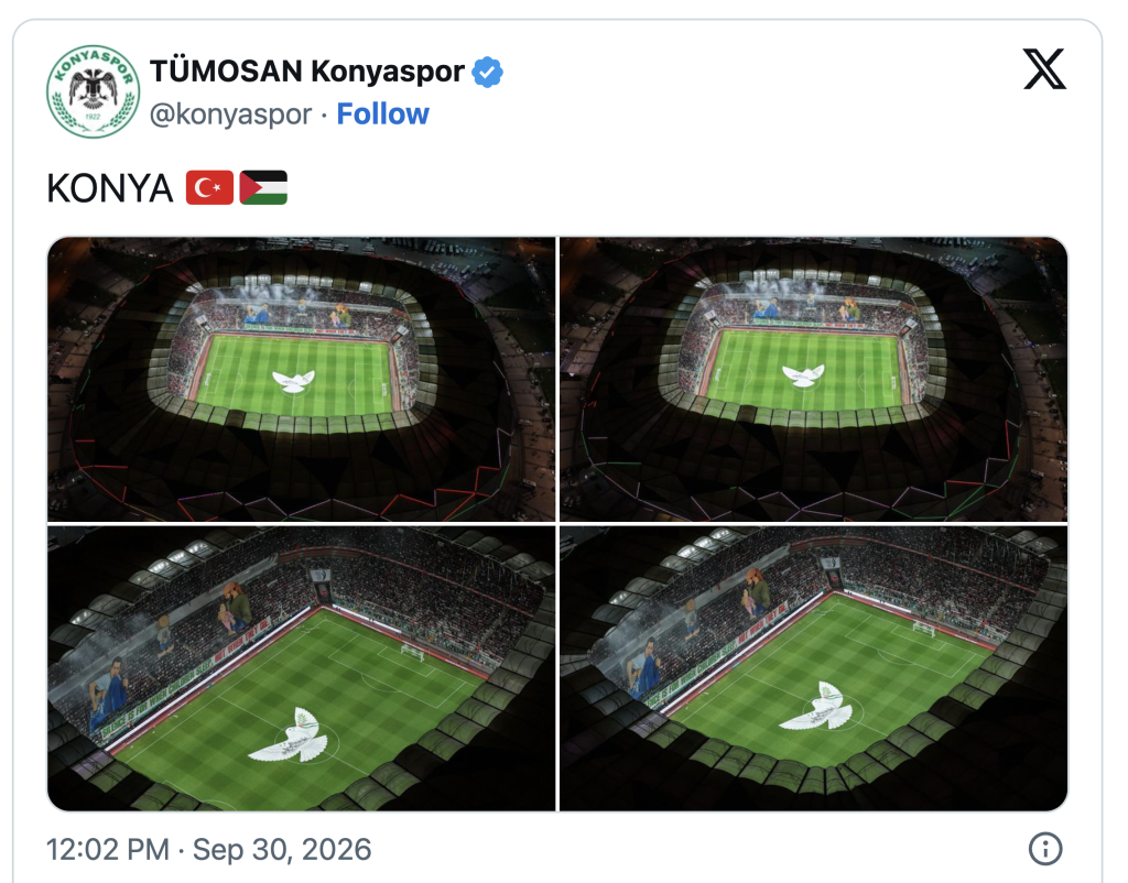 Konyaspor pospone partido “hasta que Palestina sea libre”