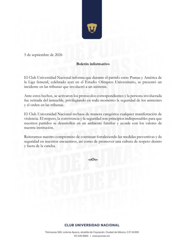 ‘castigo’ de Pumas para aficionado violento en partido de la femenil