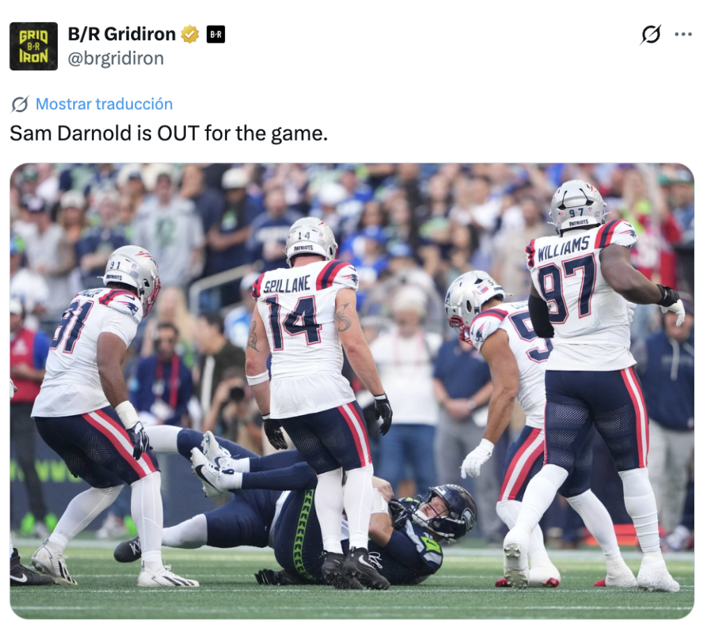 Sam Darnold quedó fuera del juego muy temprano