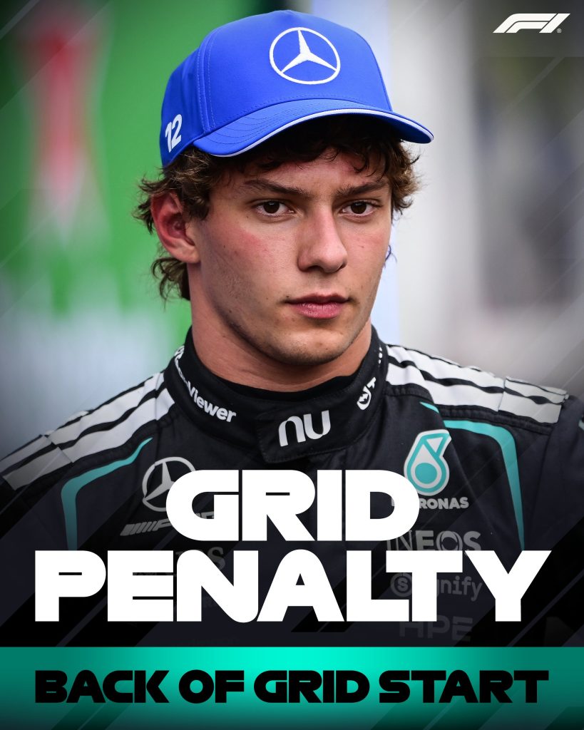 Kimi Antonelli va al fondo de la parrilla en el GP de Italia por estrategia de Mercedes