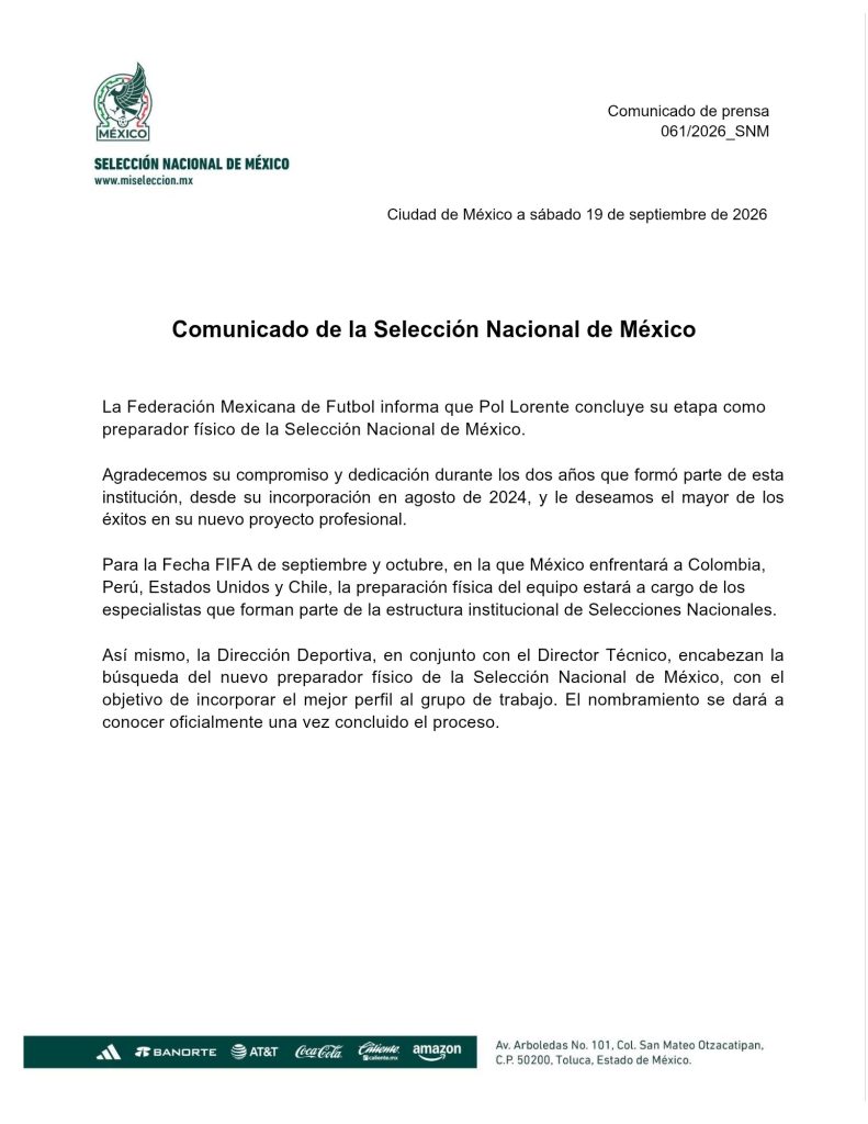 El comunicado de la Femexfut