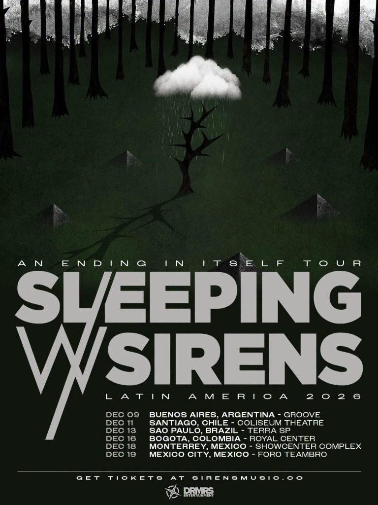 flyer de la gira de Sleeping with Sirens por México y Latinoamérica de este 2026.