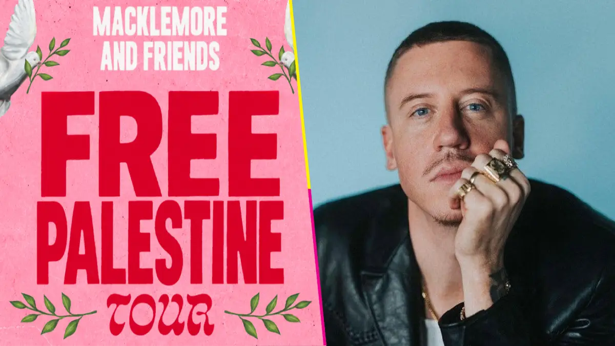 Imagen del cartel del Free Palestine Tour de Macklemore