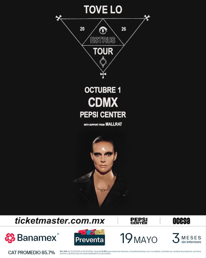 póster promocional de Tove Lo en México. Pepsi Center 1 de octubre