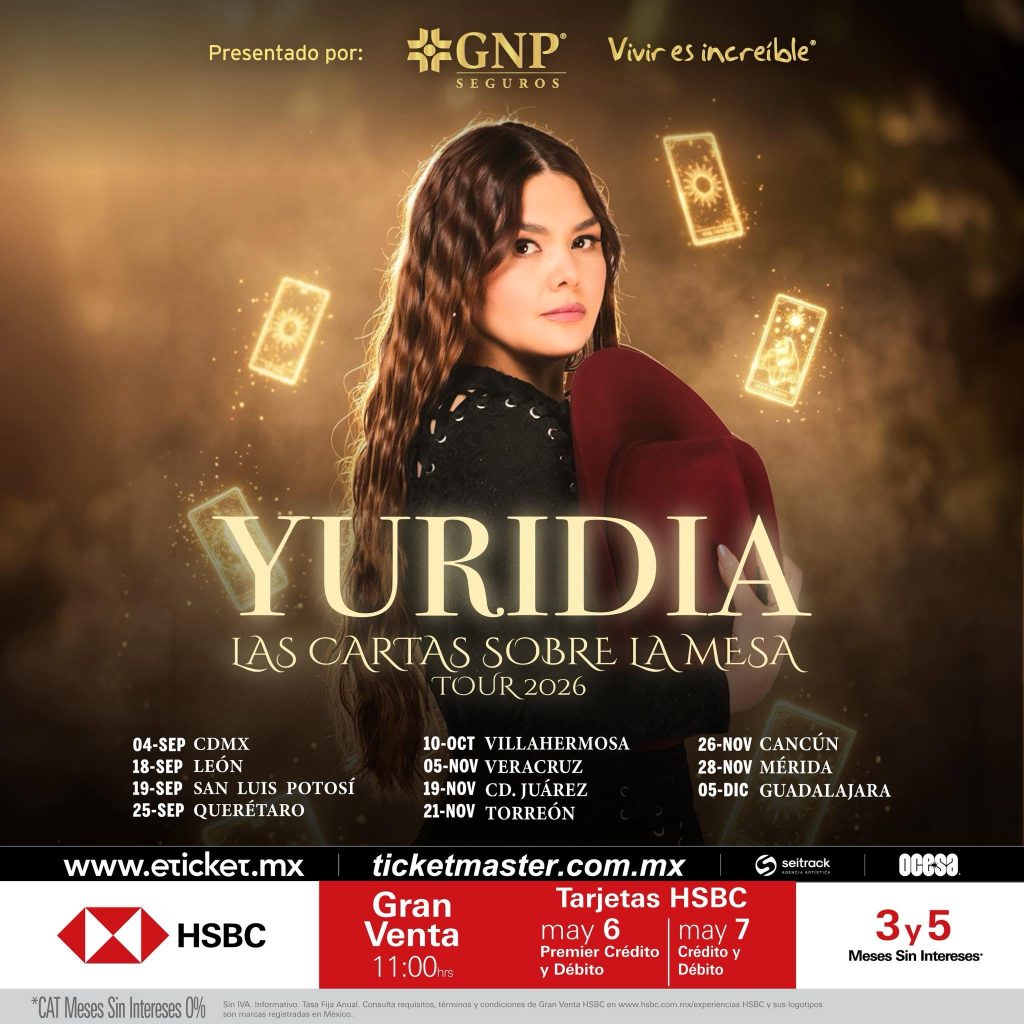Imagen promocional de los shows de Yuridia en México