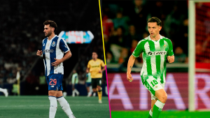 Santiago Giménez con el FC Porto y Álvaro Fidalgo con el Real Betis en la Champions League