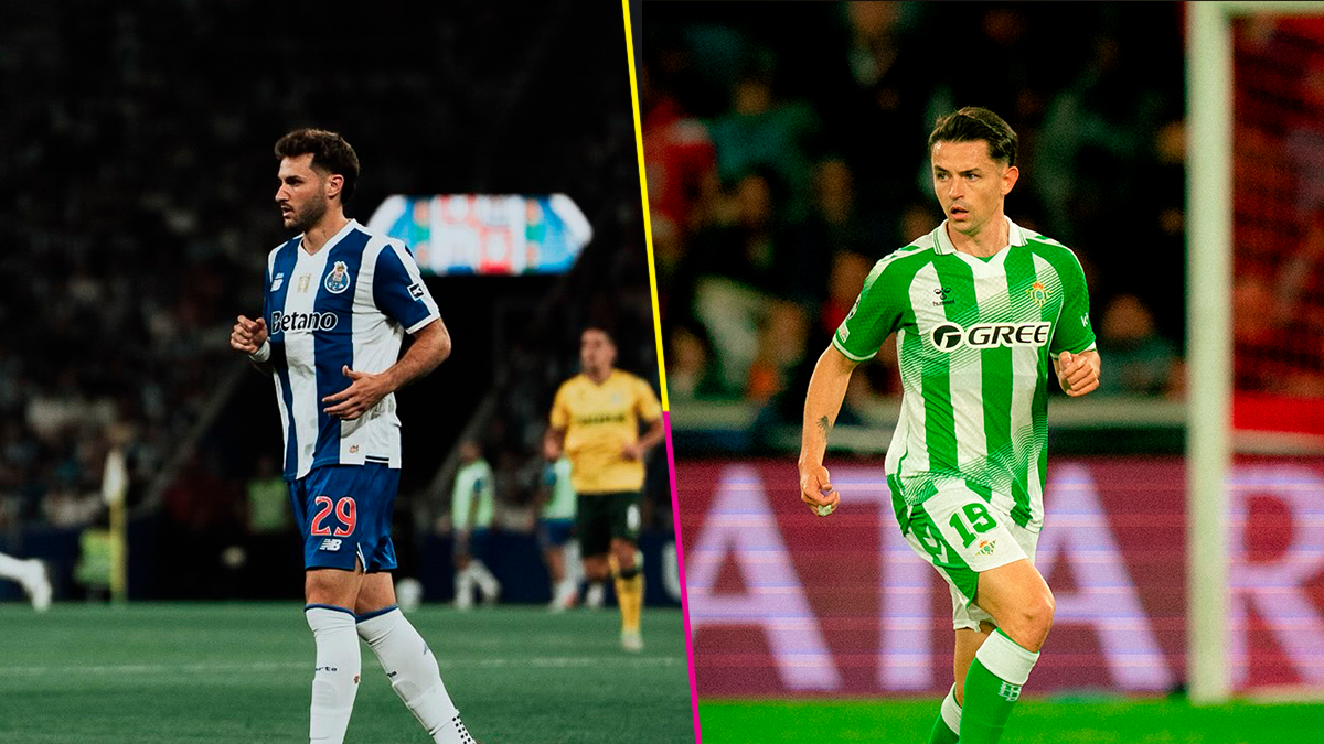 Santiago Giménez con el FC Porto y Álvaro Fidalgo con el Real Betis en la Champions League