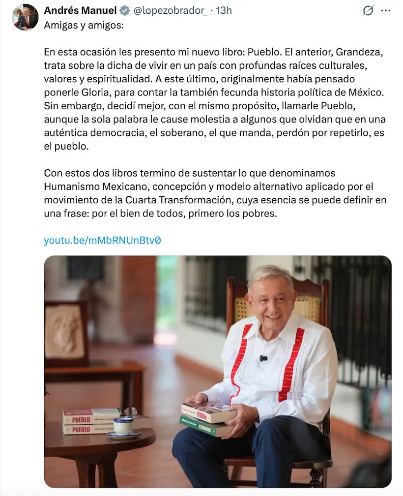 AMLO reaparece para presentar su nuevo libro (en medio de señalamientos vs. Andrés López)