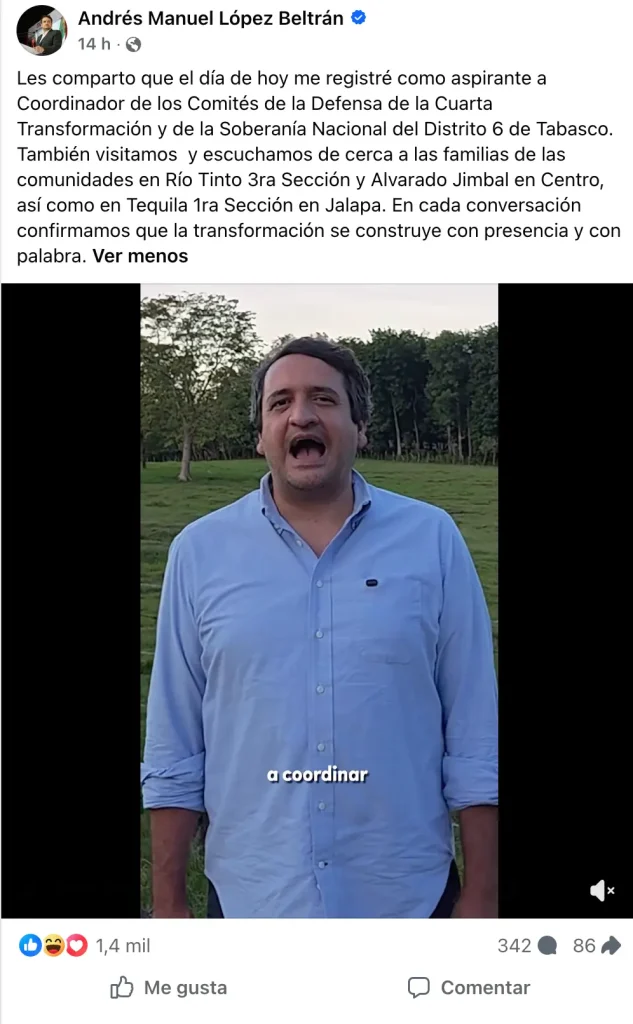 ¿Sorpresa? Andrés Manuel López Beltrán se registra como candidato a diputado en Tabasco