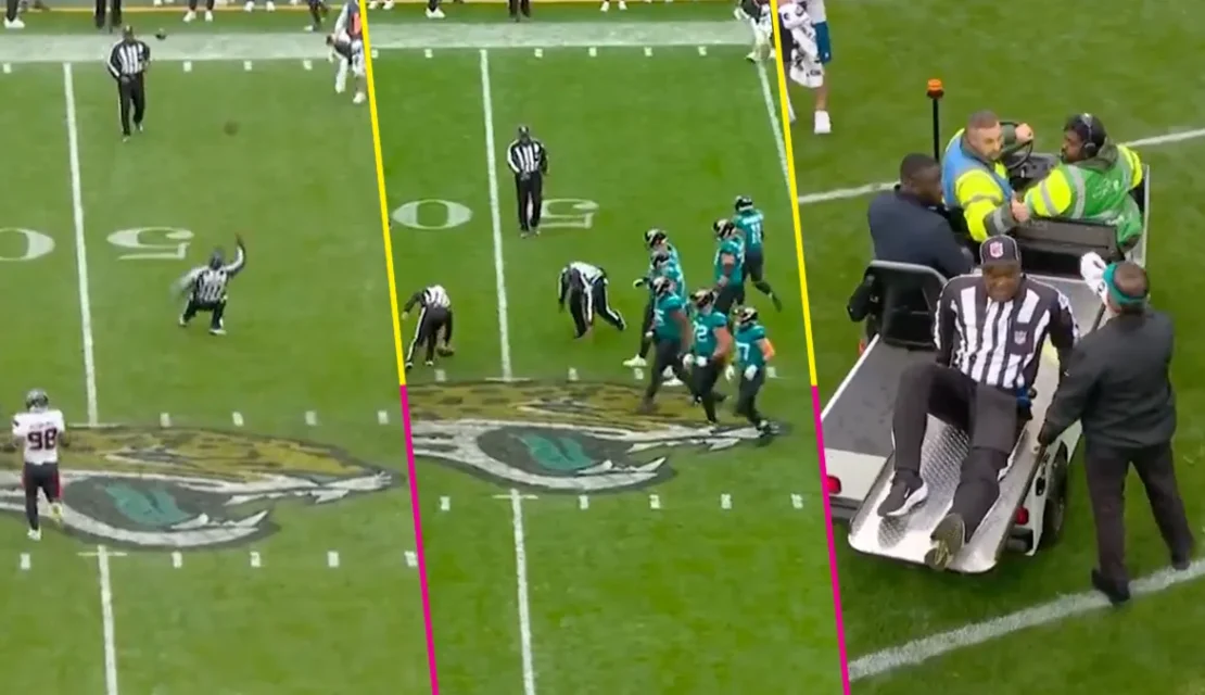 Árbitro del Jaguars vs Texans sufre lesión sin contacto en la cancha de Wembley