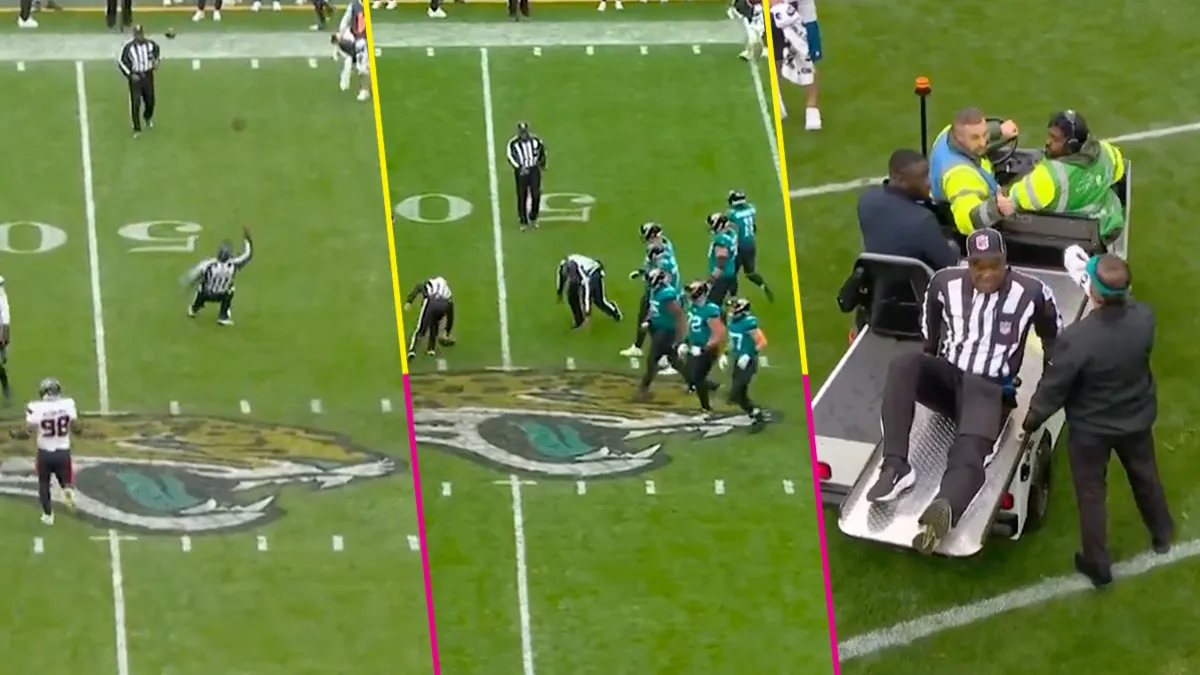 Árbitro del Jaguars vs Texans sufre lesión en la cancha de Wembley y es retirado entre ovaciones