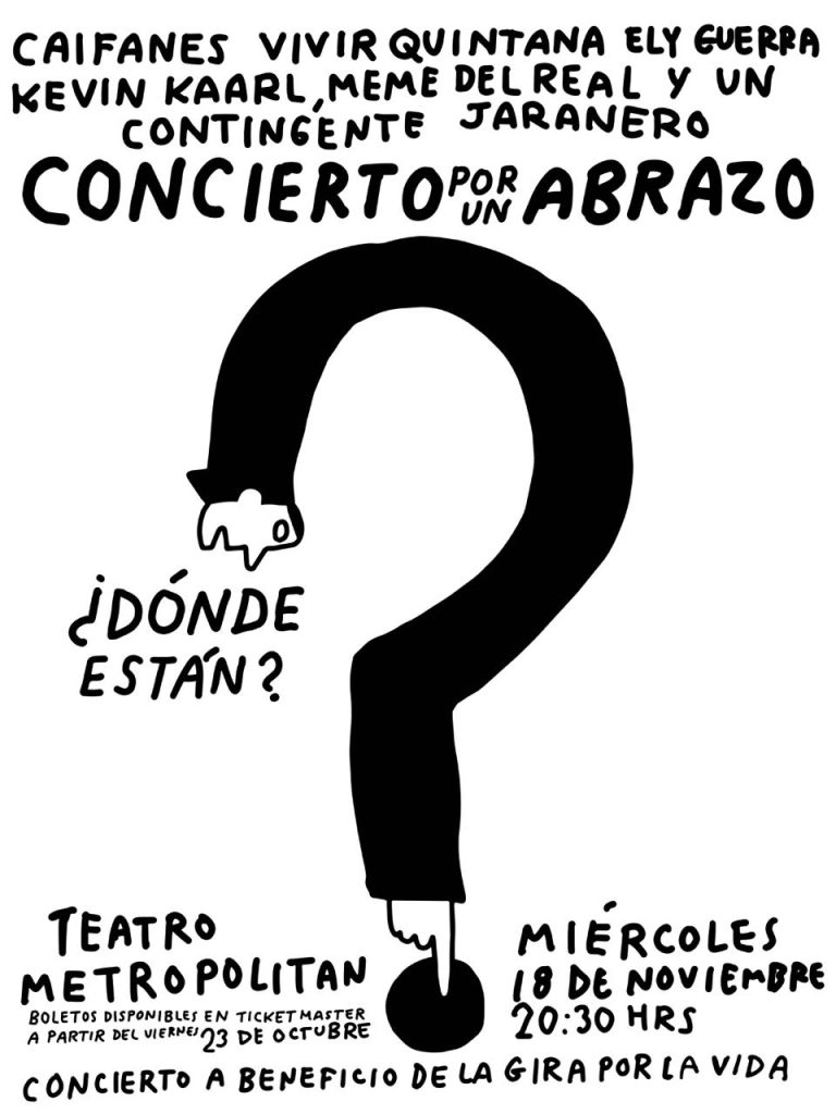 flyer oficial del concierto de caifanes en el teatro metropolitan para apoyar a madres buscadoras