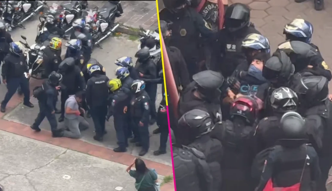 ¡Qué poca! Captan a policías golpeando a participantes de marcha del 2 de octubre