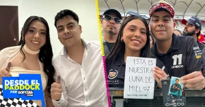 Pareja pasa su luna de miel en el GP de México para estar cerca de Checo