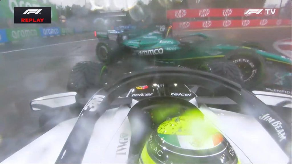 Checo Pérez tuvo un contacto con Lance Stroll