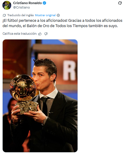 El Balón de Oro de Todos los Tiempos de Cristiano Ronaldo no es por ser el mejor de la historia