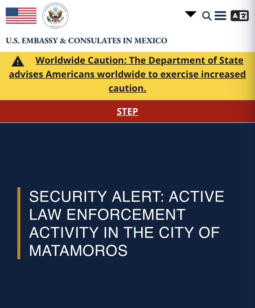 Estados Unidos emite alerta de seguridad por bloqueos en Matamoros, Tamaulipas