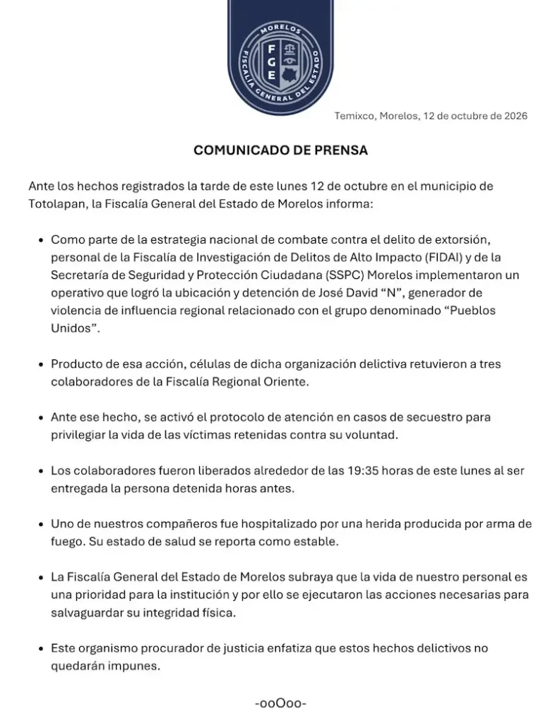 Liberación del Güero Gym en Morelos: El intercambio de la Fiscalía por 3 agentes