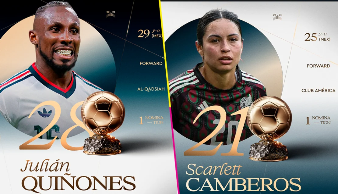 Julián Quiñones y Scarlett Camberos hacen historia para México en el Balón de Oro 2026