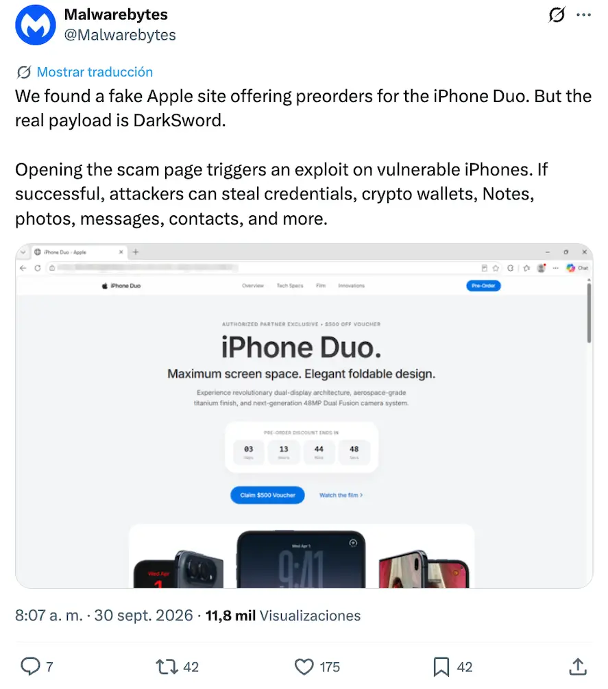 Oh, no: Alertan sobre estafa de falsa preventa del iPhone Duo con un solo clic