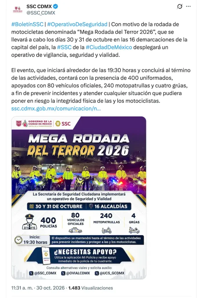 ¿Acamoto, eres tú? Operativo por Megarrodada del Terror 2026 en CDMX