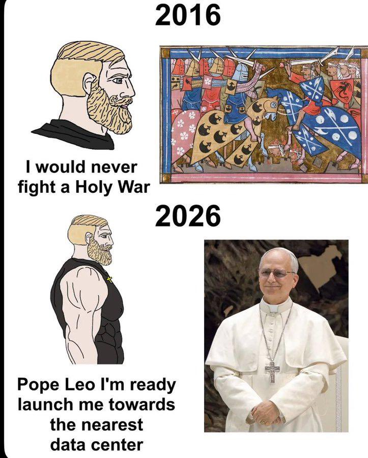 Meme sobre el apoyo que León XIV ha recibido por su postura contra la IA