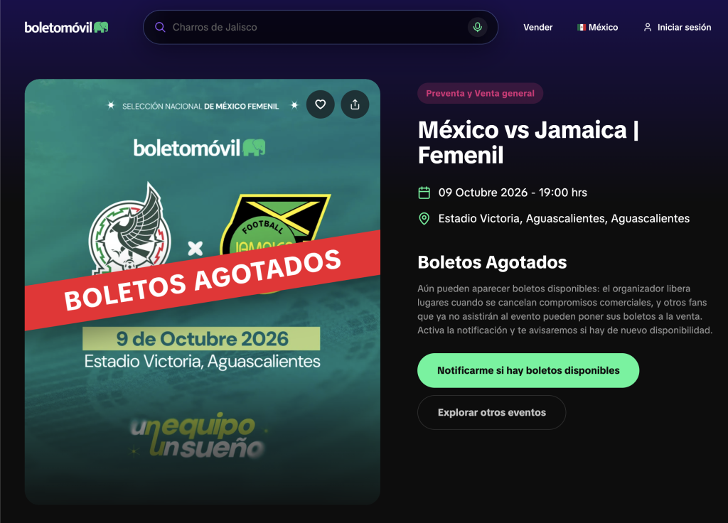 Boletos agotados México vs Jamaica