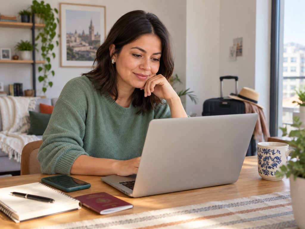 mujer en laptop