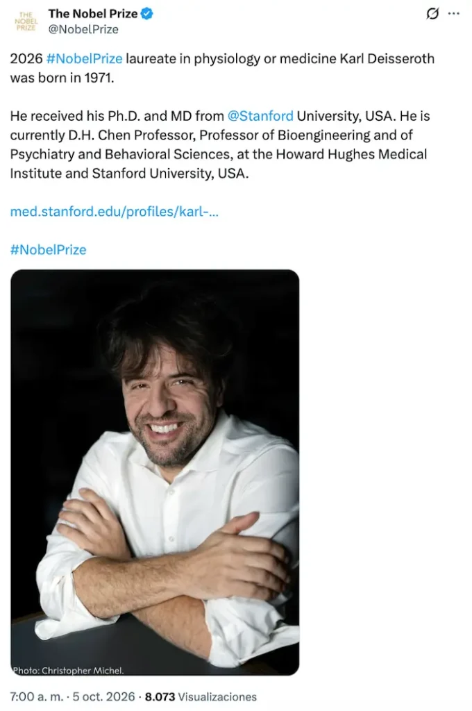 Premio Nobel de Medicina para Karl Deisseroth, Peter Hegemann y Georg Nagel por el 'interruptor de luz'