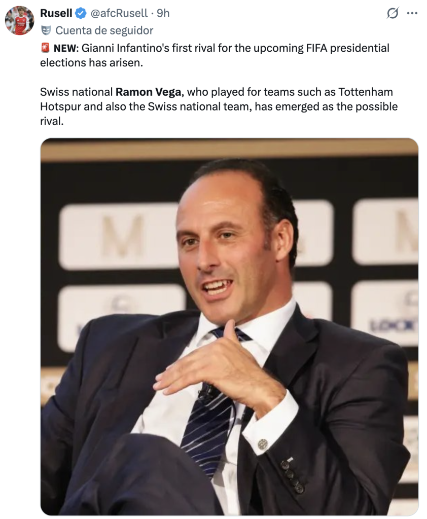 Ramón Vega, posible rival de Infantino por la presidencia de la FIFA