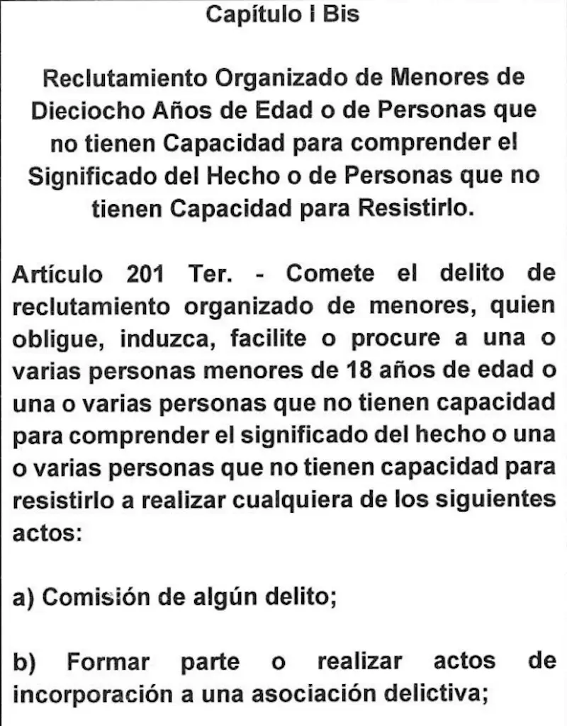 De qué va la iniciativa para tipificar el reclutamiento forzado en México