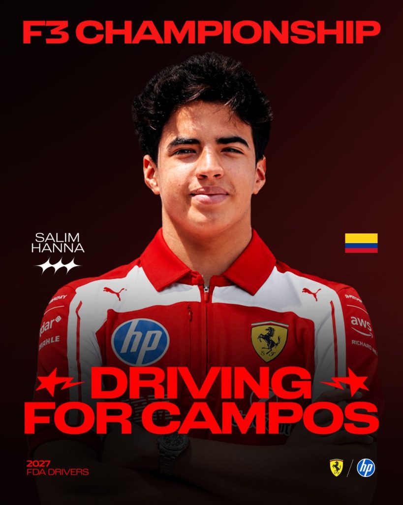 Salim Hanna, el piloto colombiano que se une a Ferrari en F3