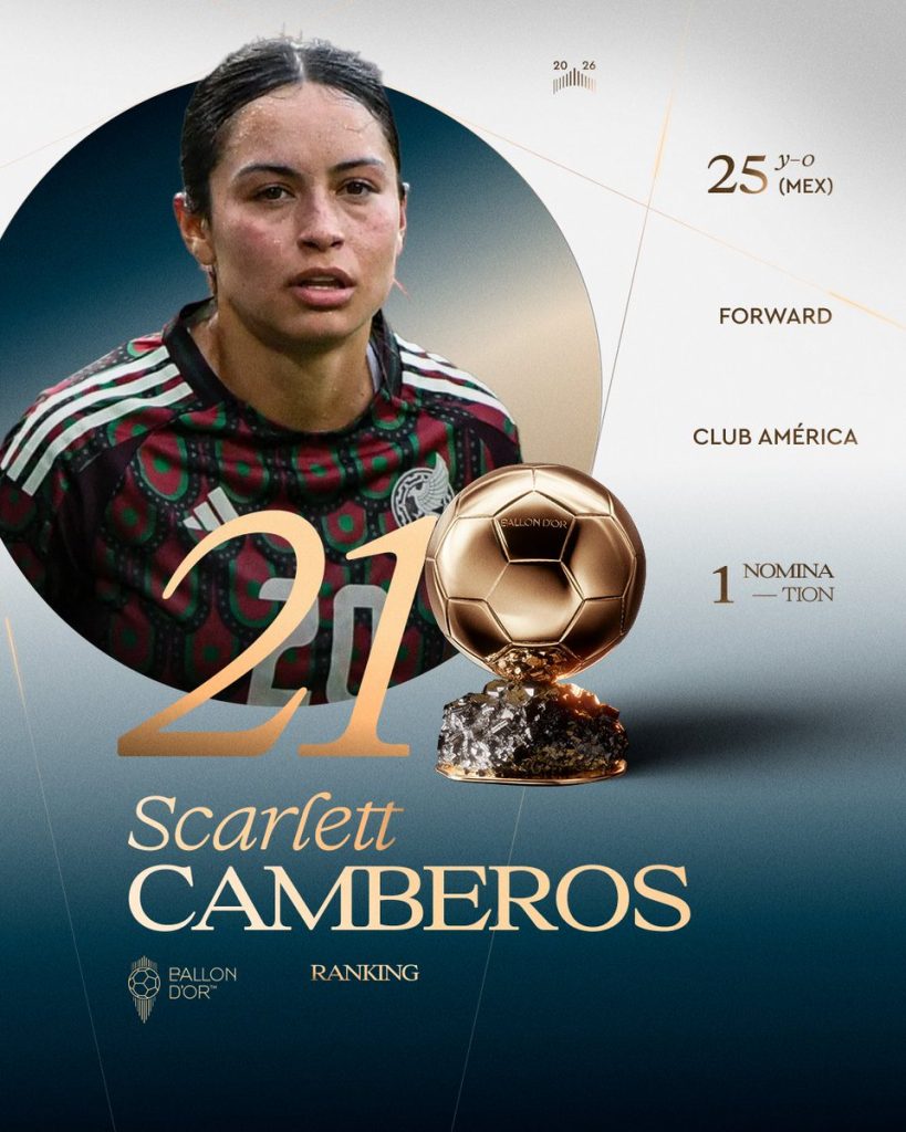 Scarlett Camberos, lugar 21 en el Balón de Or 2026
