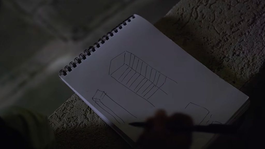 Trazo de un edificio en el documental NAZA