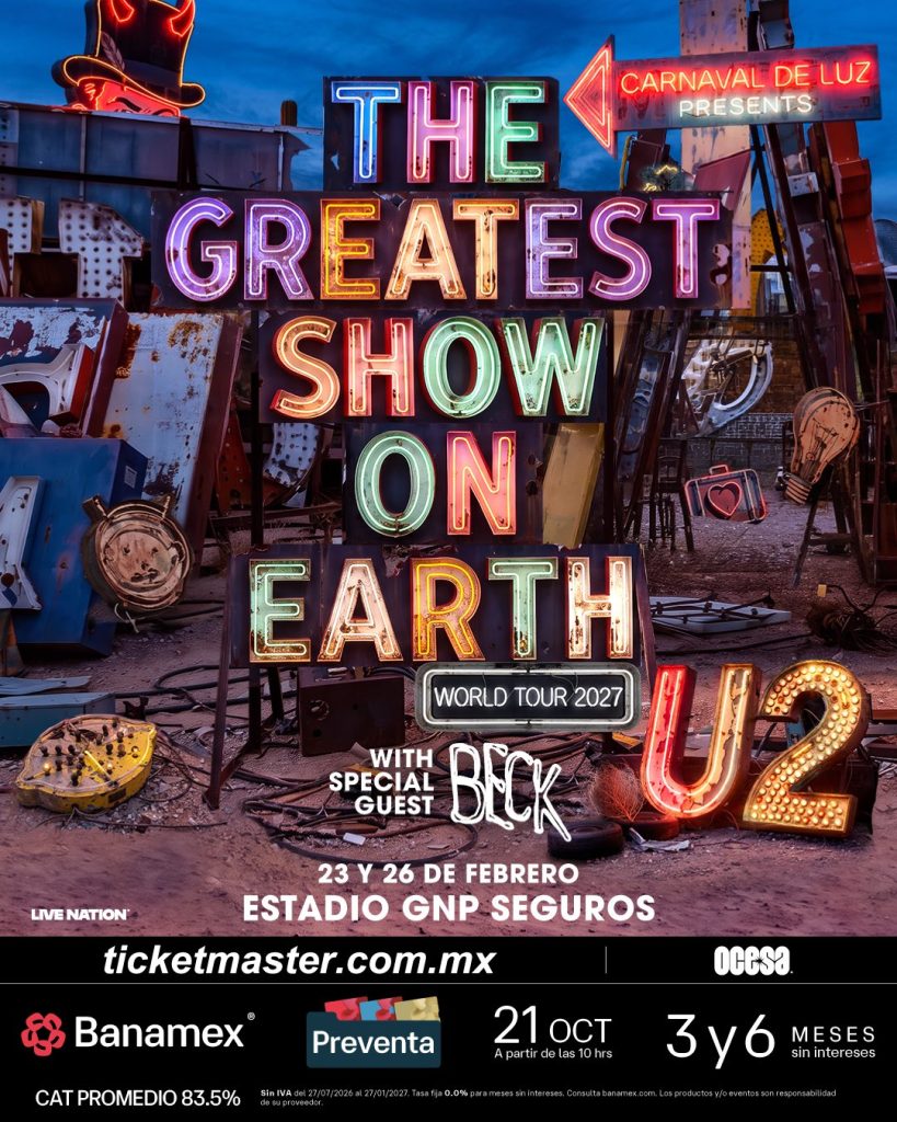 flyer de los shows de U2 en México