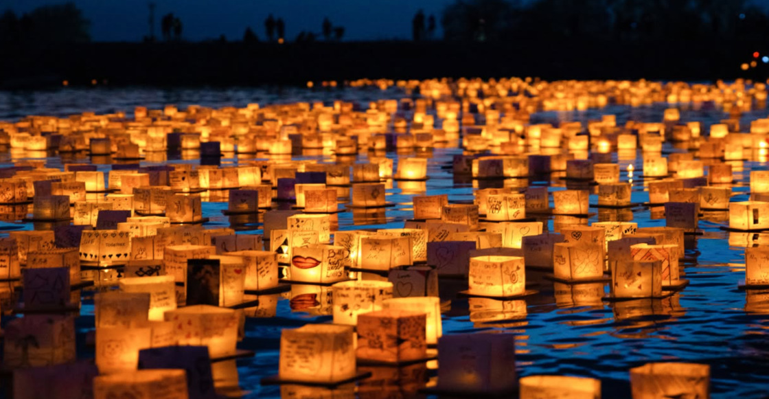 Velas led en el lago de Chapultepec